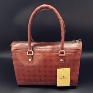 Patricia Nash Josselin Brown Leather Crossbody with Signature Floret Print